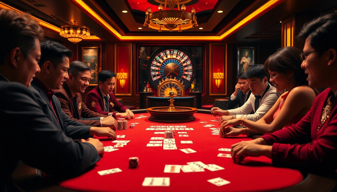 Enjoy thrilling poker action with chotruyen players enjoying a luxurious casino experience.