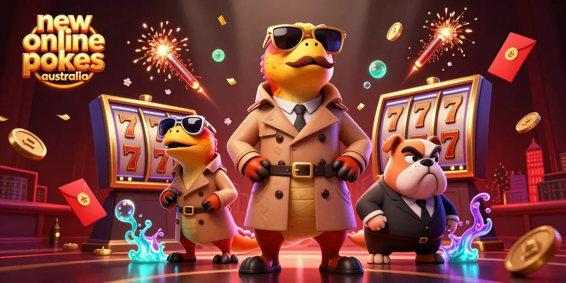 Engage with new online pokies Australia in a vibrant VIP casino scene featuring raptors and a bulldog.